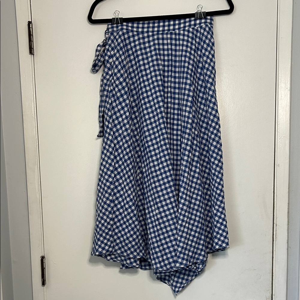 Anthropologie Maeve Blue and White Glenna Gingham Midi Skirt Size 2 NWT - Picture 6 of 16